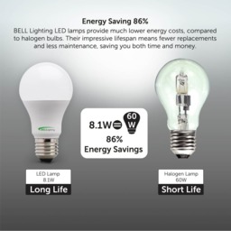 Rackhams E27 Edison Screw LED GLS 8.1W Energy Saving Light Bulbs - Pack of 6 - thumbnail 6