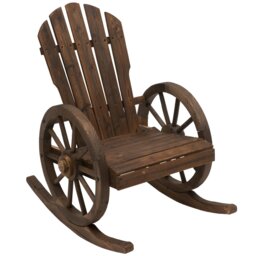 Rackhams Adirondack Rocking Chair Porch Poolside Garden Lounging Carbonized Wood - Grey - Fir Wood - 68W x 88D x 92H cm - thumbnail 2