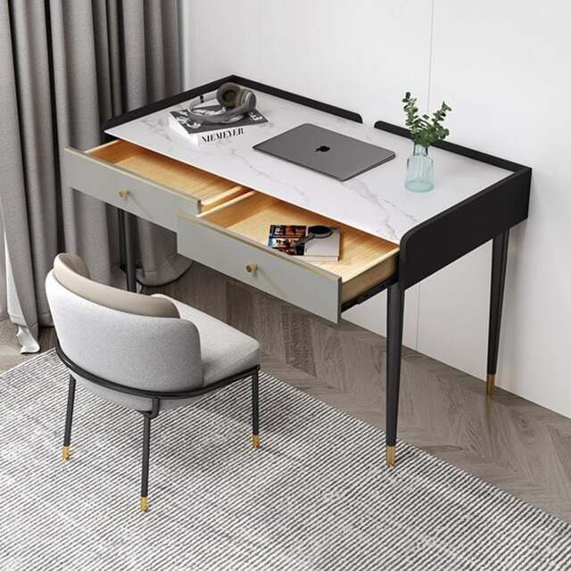 Rackhams Bodden Office Desk, Sintered Stone - 120 x 60cm - Grey Drawers NO Chair - Grey Drawers NO Chair - image 1