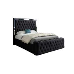 Rackhams Marino Mirror Upholstered Soft Velvet Bed Frame - Black - Black - Super king - thumbnail 5