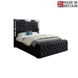 Rackhams Marino Mirror Upholstered Soft Velvet Bed Frame - Black - Black - Super king - thumbnail 6