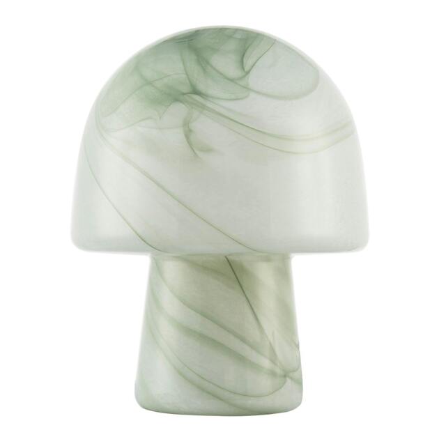 Rackhams Modern Unique Green and White Marble Effect Glass Mushroom Table Lamp - image 1