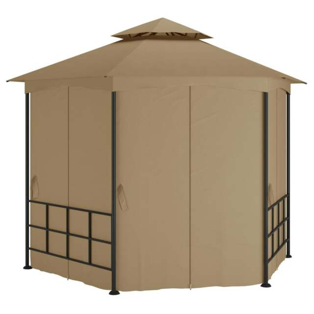 Rackhams Gazebo with Sidewalls 3.1x2.7 m Taupe - Taupe - Fabric (100% polyester with PA coating), steel