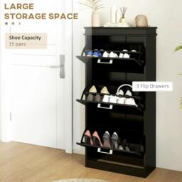 Rackhams Three-Drawer Minimalistic Shoe Cabinet - Black - thumbnail 4