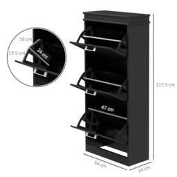 Rackhams Three-Drawer Minimalistic Shoe Cabinet - Black - thumbnail 3