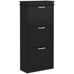Rackhams Three-Drawer Minimalistic Shoe Cabinet - Black - thumbnail 1