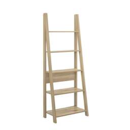 Rackhams Riva Retro 5 Tier Ladder Bookcase Display Shelf Unit - Light Grey - thumbnail 2