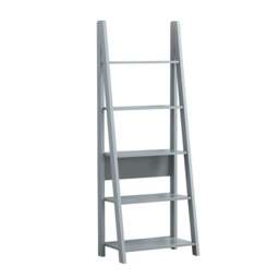 Rackhams Riva Retro 5 Tier Ladder Bookcase Display Shelf Unit - Light Grey - thumbnail 1