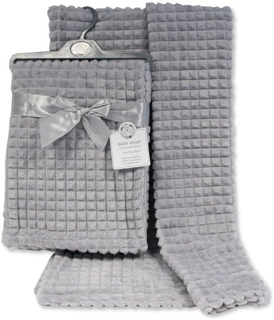 Rackhams Premium Fleece Baby Wrap Blanket - All-Season Comfort, Sustainable and Breathable, 75x100 cm, Easy Wash, Lightweight for Newborns, Infants, Babies - Grey - image 1