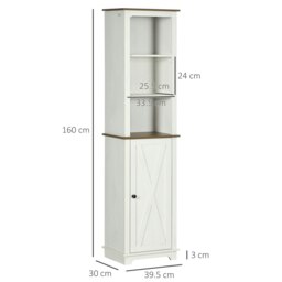Rackhams Tall Bathroom Cabinet Storage Cupboard with Door, Adjustable Shelves - White - thumbnail 5