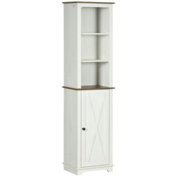 Rackhams Tall Bathroom Cabinet Storage Cupboard with Door, Adjustable Shelves - White - thumbnail 2