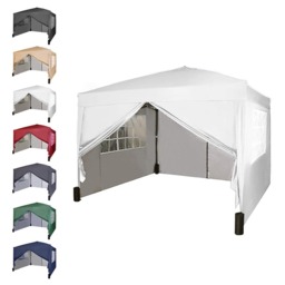 Rackhams 3x3m Pop up Gazebo Outdoor Patio Canopy Tent with Removable Sidewalls White - Red