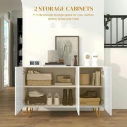 Rackhams Modern Luxe High Gloss Sideboard, with Hairpin Legs - White - thumbnail 5