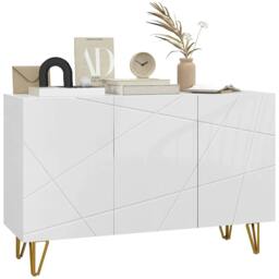 Rackhams Modern Luxe High Gloss Sideboard, with Hairpin Legs - White - thumbnail 1