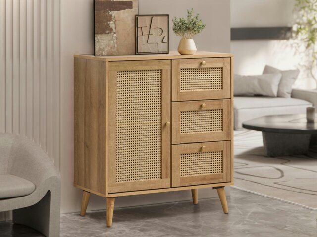 Rackhams Manila Rattan Compact Sideboard - Oak and PVC Rattan