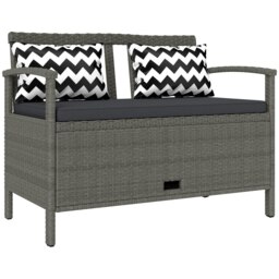Rackhams 160L Rattan Garden Storage Bench, Cushioned Outdoor Bench, Grey - thumbnail 2