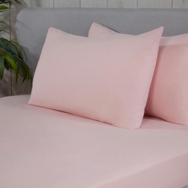 Rackhams 100% Brushed Cotton Flannelette Fitted Sheet or Pillowcase Pair -  Blush Pink - Pillow Case (50 x 75cm) - image 1