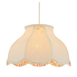 Rackhams Cream Victorian Lamp Shade with Scallop Edges and Floral Inner Lining - thumbnail 2