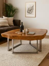 Rackhams Surak Live Edge Teak Wood Coffee Table - thumbnail 1