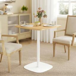 Rackhams Dining Table for 2, Small Kitchen Table with Wood Veneer Top, Natural - White - 60 - White - thumbnail 1