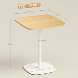 Rackhams Dining Table for 2, Small Kitchen Table with Wood Veneer Top, Natural - White - 60 - White - thumbnail 5