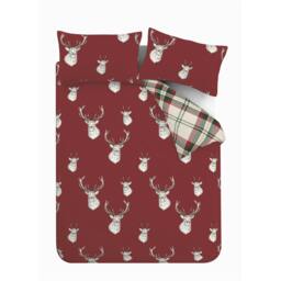 Rackhams Munro Stag Check Red Duvet Cover Set - Double - thumbnail 3