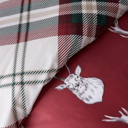 Rackhams Munro Stag Check Red Duvet Cover Set - Double - thumbnail 5