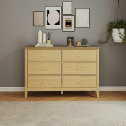 Rackhams Henley 3 + 3 Drawer Chest of Drawers - Oak-Effect - thumbnail 1