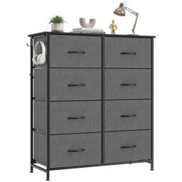 Rackhams Chest of Drawers for Bedroom, 8 Fabric Drawers - Grey - thumbnail 2