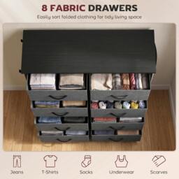 Rackhams Chest of Drawers for Bedroom, 8 Fabric Drawers - Grey - thumbnail 4
