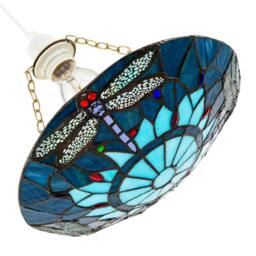 Rackhams Midnight and Sky Blue Dragonfly Tiffany Glass Easy Fit Pendant Shade - thumbnail 4