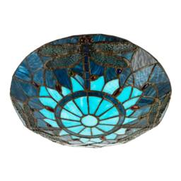 Rackhams Midnight and Sky Blue Dragonfly Tiffany Glass Easy Fit Pendant Shade - thumbnail 5