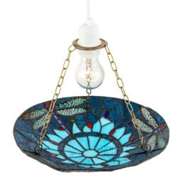 Rackhams Midnight and Sky Blue Dragonfly Tiffany Glass Easy Fit Pendant Shade - thumbnail 3