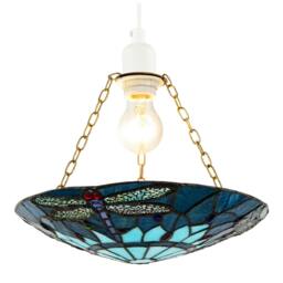 Rackhams Midnight and Sky Blue Dragonfly Tiffany Glass Easy Fit Pendant Shade - thumbnail 2