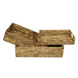 Rackhams Shallow Rectangular Water Hyacinth Storage Basket - Large - thumbnail 2