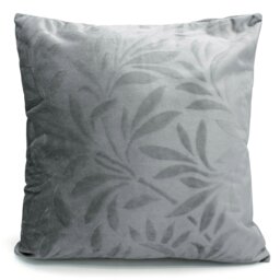 Rackhams Soft Touch Velvet Flock Leaf Cushion - 43cm x 43cm - Silver