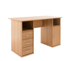 Rackhams Maryland Desk with 3 Drawers and 1 Door Beech - thumbnail 1
