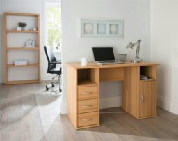 Rackhams Maryland Desk with 3 Drawers and 1 Door Beech - thumbnail 2