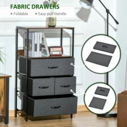 Rackhams 4 Drawer Storage Chest Unit Home Cabinet w/ Shelves Home Living Room Bedroom Entryway Living Furniture, Black - thumbnail 5