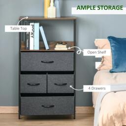 Rackhams 4 Drawer Storage Chest Unit Home Cabinet w/ Shelves Home Living Room Bedroom Entryway Living Furniture, Black - thumbnail 4