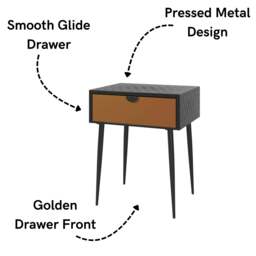 Rackhams Jupiter Metal 1-Drawer Bedside Cabinet - thumbnail 6