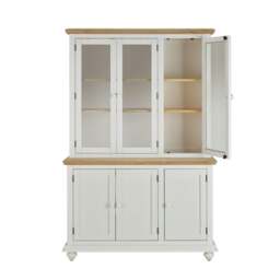 Rackhams Shire Glass Door White Display Cabinet Dresser with Shelves - White - thumbnail 6