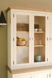 Rackhams Shire Glass Door White Display Cabinet Dresser with Shelves - White - thumbnail 2