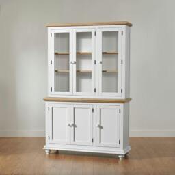 Rackhams Shire Glass Door White Display Cabinet Dresser with Shelves - White - thumbnail 4