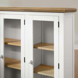 Rackhams Shire Glass Door White Display Cabinet Dresser with Shelves - White - thumbnail 5