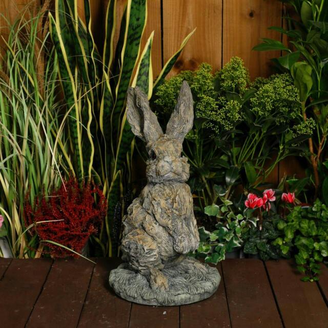 Rackhams Oak Hare Statue Rustic Stone Cast Garden Ornament - image 1