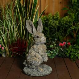Rackhams Oak Hare Statue Rustic Stone Cast Garden Ornament - thumbnail 4