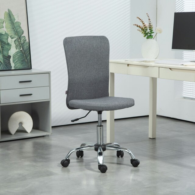 Rackhams Armless Computer Desk Chair, Makeup Vanity Chair for Home, Grey - image 1