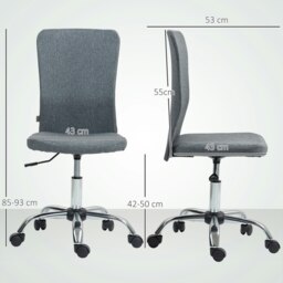 Rackhams Armless Computer Desk Chair, Makeup Vanity Chair for Home, Grey - thumbnail 5