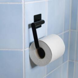 Rackhams Black Stainless Steel Toilet Roll Holder Self Adhesive Bathroom Wall Mounted - thumbnail 3